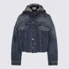 Jean Paul Gaultier Stitched Contrast Hooded Jacket With Front Pockets In Blue