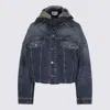 Jean Paul Gaultier Stitched Contrast Hooded Jacket With Front Pockets In Blue