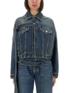 Jean Paul Gaultier Waistband Jacket With Pockets And Collar In Blue