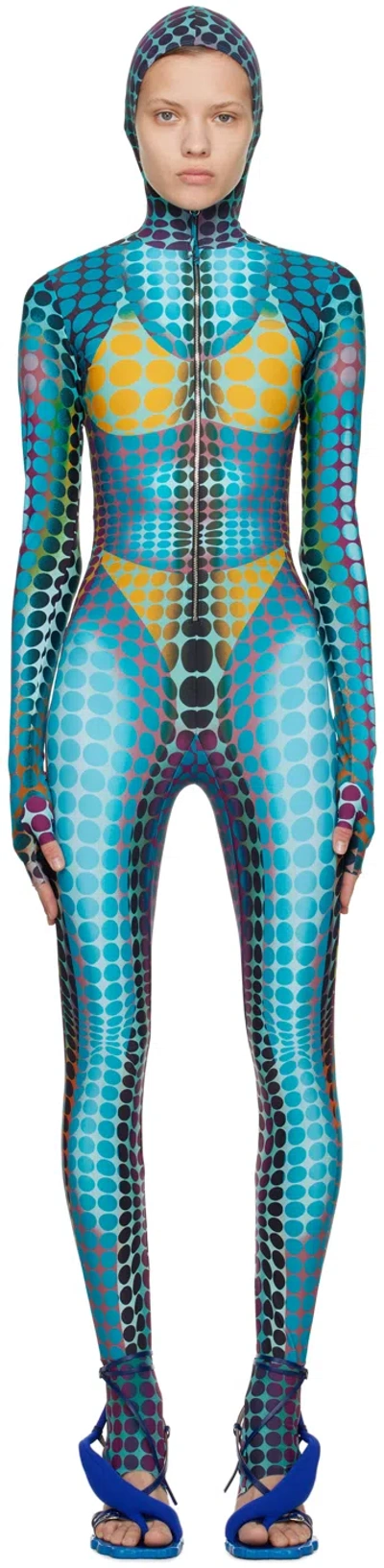 Jean Paul Gaultier Blue Dots Jumpsuit In 502710-blue/purple/y