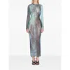 Jean Paul Gaultier Printed Long-sleeved Midi Dress In Blue
