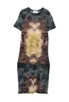 Jean Paul Gaultier Graphic Print Fitted Dress With Short Sleeves In Brown
