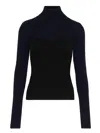 Jean Paul Gaultier Ribbed Merino Wool Turtleneck Sweater In Blue