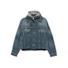 Jean Paul Gaultier Stitched Contrast Hooded Jacket With Front Pockets In Blue