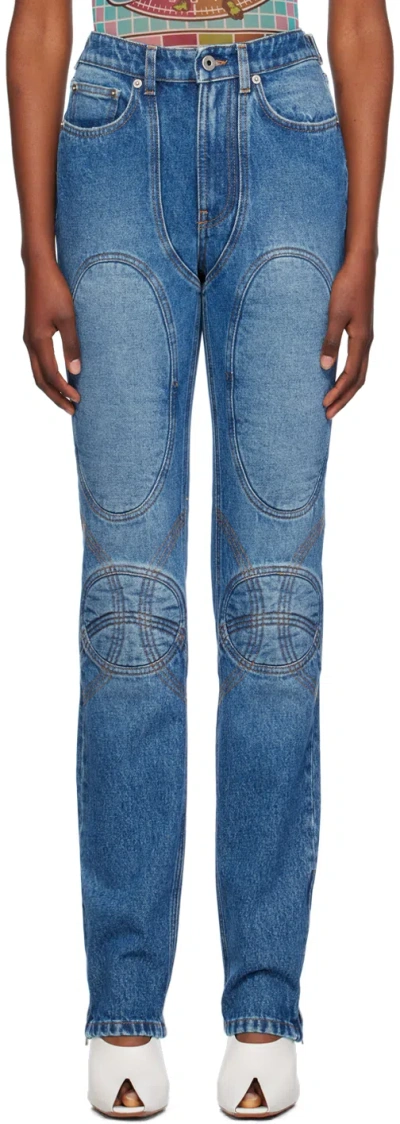 Jean Paul Gaultier Blue Lace-up Jeans In 57-vintageblue