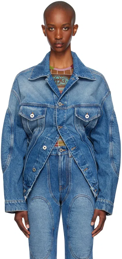 Jean Paul Gaultier Denim Jacket Lacing In Vintage Blue