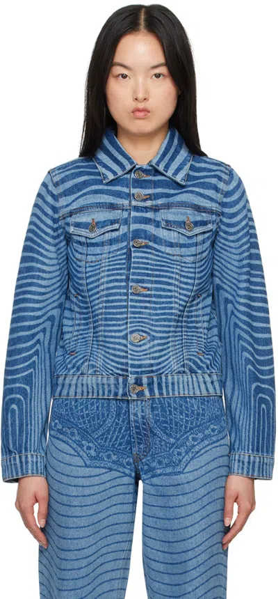 Jean Paul Gaultier Blue Laser Printed Denim Jacket In 57 Vintageblue