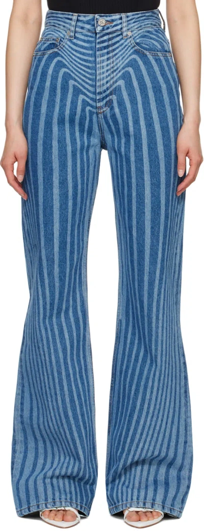 Jean Paul Gaultier Blue Laser Printed Jeans In 57 Vintageblue