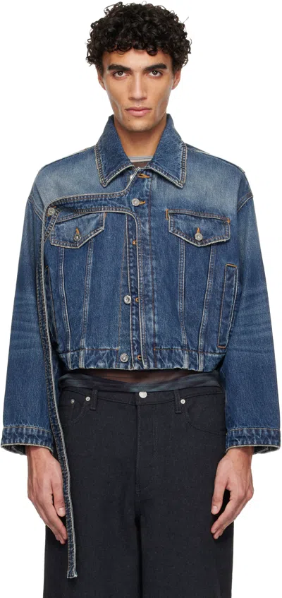 Jean Paul Gaultier Blue Oversized Strap Denim Jacket