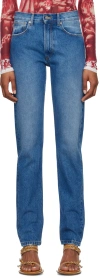 Jean Paul Gaultier Blue Printed Jeans In 5701 Vintageblue/whi
