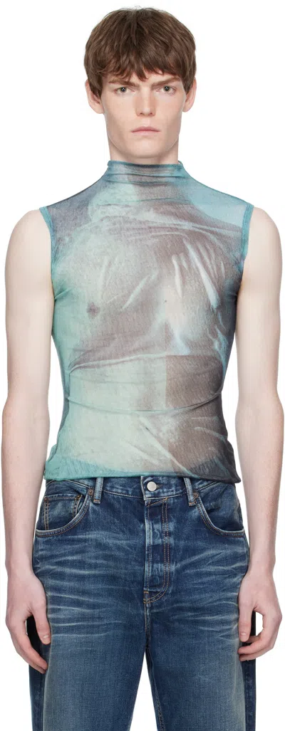 Jean Paul Gaultier Blue Printed Water Turtleneck