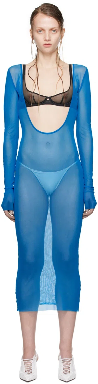 Jean Paul Gaultier Blue Shayne Oliver Edition Midi Dress In 7300 Ibiza Blue/blac