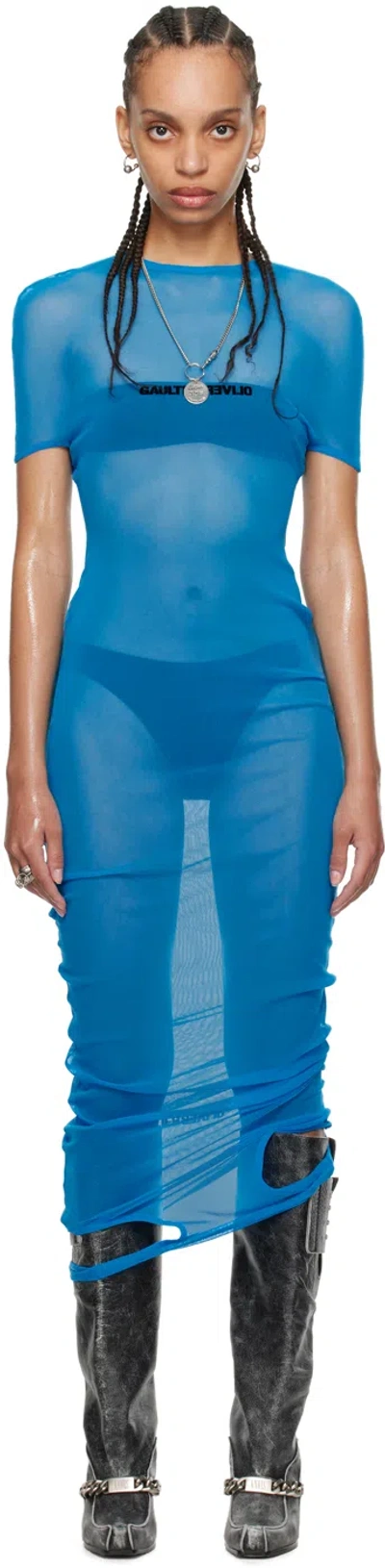 Jean Paul Gaultier Blue Shayne Oliver Edition 'the Double' Maxi Dress In 7300 Ibiza Blue/blac