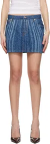 Jean Paul Gaultier Denim Mini Skirt Printed Spiral In 55-indigo