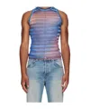 Jean Paul Gaultier Sleeveless Round Neck Striped Sheer Top In Blue