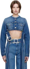 Jean Paul Gaultier Short Belted Denim Jacket In 57 Vintageblue