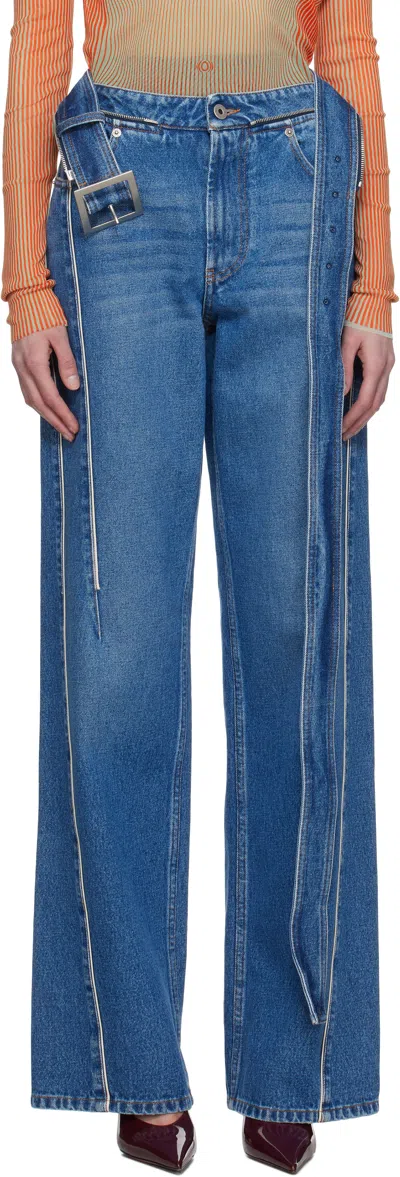 Jean Paul Gaultier Blue 'the Belted Denim' Jeans In 57 Vintageblue