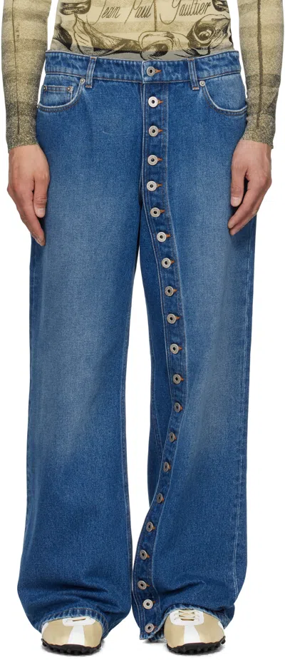 Jean Paul Gaultier Blue 'the Buttoned Denim' Jeans In 57-vintageblue
