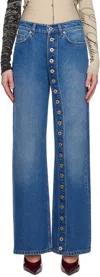 Jean Paul Gaultier Haute Jeanerie Embellished Low-rise Wide-leg Jeans In 57-vintageblue