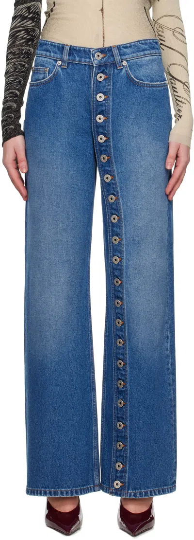 JEAN PAUL GAULTIER BLUE 'THE BUTTONED DENIM' JEANS