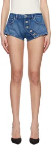 Jean Paul Gaultier Asymmetric Denim Shorts In 57-vintageblue