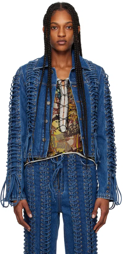 Jean Paul Gaultier Vintage Blue Cotton Corset Denim Jacket