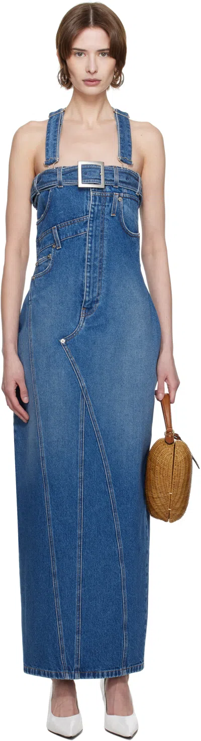 JEAN PAUL GAULTIER BLUE 'THE OVERALL' DENIM MAXI DRESS