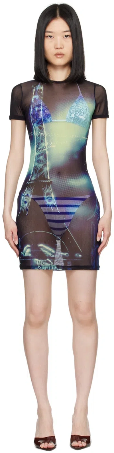 Jean Paul Gaultier Blue 'the Pigalle' Minidress In Multi