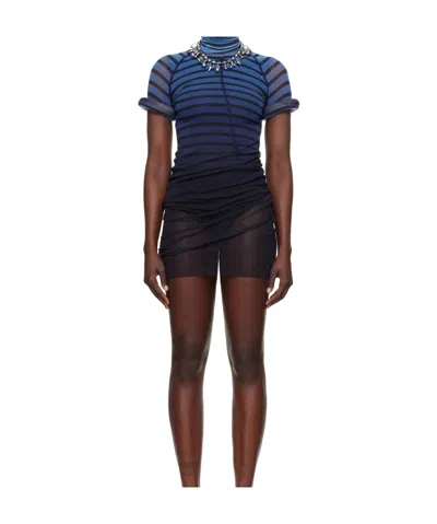 JEAN PAUL GAULTIER STRIPED MESH MINI DRESS