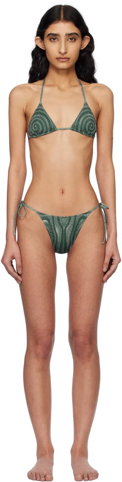 Jean Paul Gaultier Blue 'the Spirale' Bikini In 0351-ecru/aqua