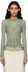 Jean Paul Gaultier Blue 'the Spirale' T-shirt In 0351-ecru/aqua
