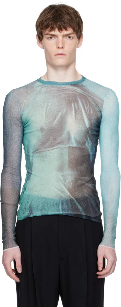 Jean Paul Gaultier Blue 'the Water' Top In Multi