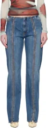 Jean Paul Gaultier Blue 'the Zipped' Jeans In Blue