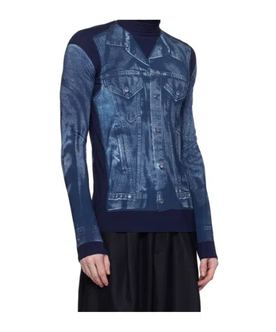 JEAN PAUL GAULTIER BLUE TROMPE L'ŒIL TURTLENECK