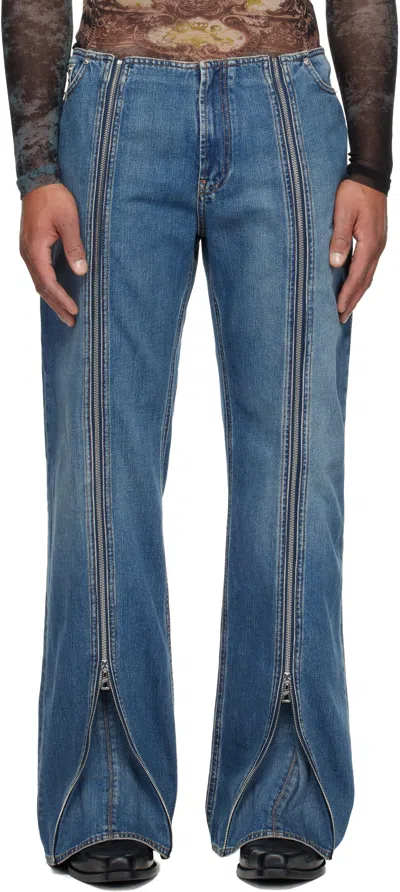 Jean Paul Gaultier Blue Zipped Jeans