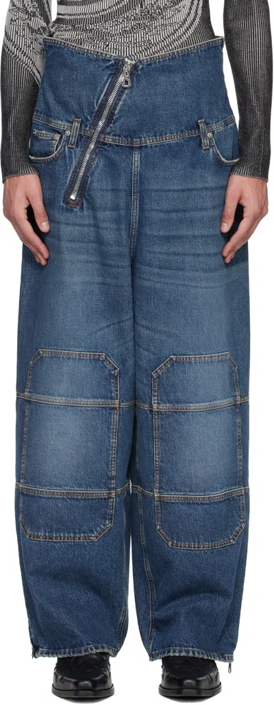 Jean Paul Gaultier Blue Zipped Patch Jeans