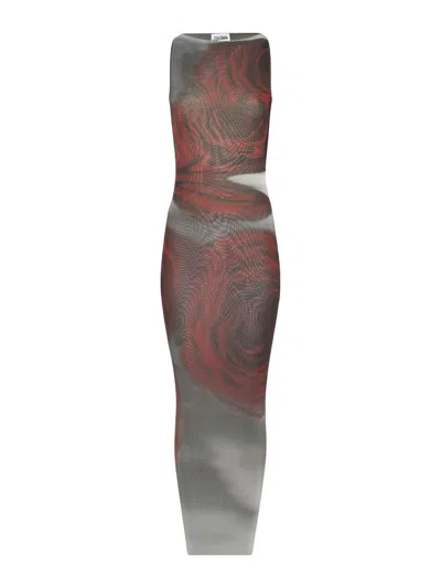 Jean Paul Gaultier Blurry Rose Dress In Brown
