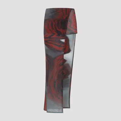 Jean Paul Gaultier Blurry Roses Asymmetric Midi Skirt In Multicolour