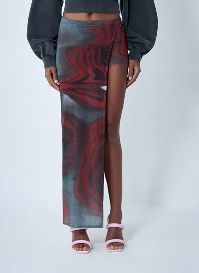 JEAN PAUL GAULTIER BLURRY ROSES ASYMMETRICAL MINI-SKORT