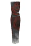 Jean Paul Gaultier The Long Red Blurry Tulle Maxi Dress In Multi