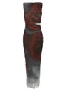 Jean Paul Gaultier The Long Red Blurry Tulle Maxi Dress In White