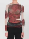 Jean Paul Gaultier Women Blurry Roses Medaillon Print Mesh Boat Neck Top In Brown