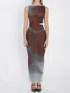 Jean Paul Gaultier Floral Maxi Dress With Blurry Roses Print In Black