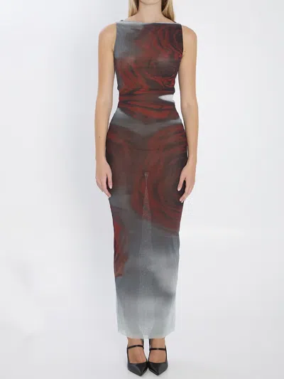 Jean Paul Gaultier Blurry Roses Maxi Dress In Black