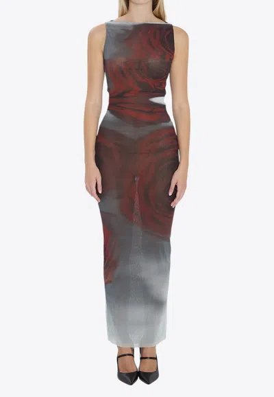 JEAN PAUL GAULTIER BLURRY ROSES MAXI DRESS