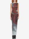 Jean Paul Gaultier Floral Maxi Dress With Blurry Roses Print In Black