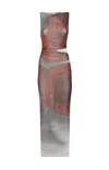 Jean Paul Gaultier Boat Neck Blurry Roses Printed Sleeveless Dress In Multi