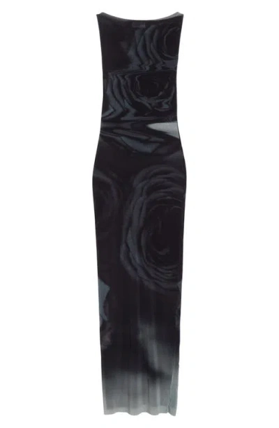 JEAN PAUL GAULTIER JEAN PAUL GAULTIER BLURRY ROSES PRINT MESH DRESS