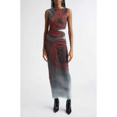 JEAN PAUL GAULTIER JEAN PAUL GAULTIER BLURRY ROSES PRINT MESH DRESS