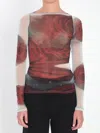 Jean Paul Gaultier Women Blurry Roses Medaillon Print Mesh Boat Neck Top In Brown